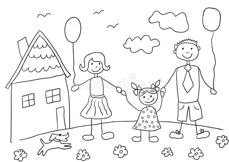desenho para colorir família em atividades