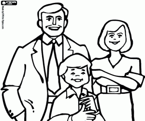 desenho para colorir família simples