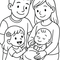 desenho para colorir família moderna