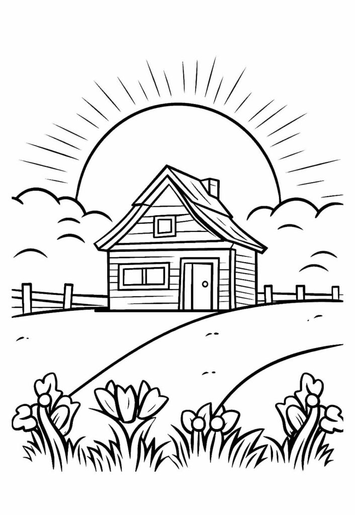desenho de celeiro para colorir