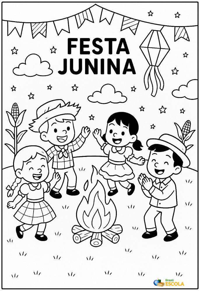 desenho para pintar festa junina