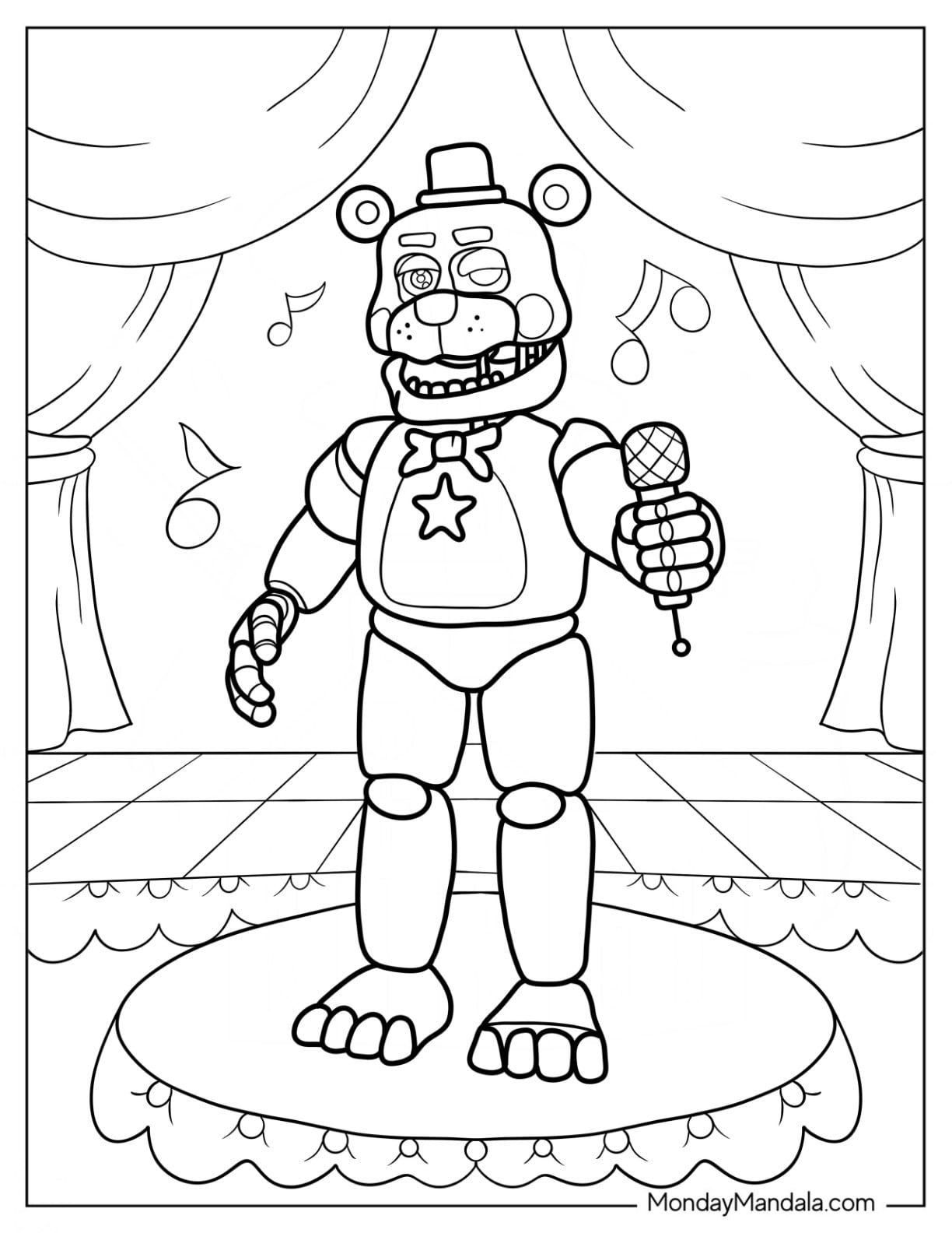 personagens nightmare fnaf para colorir