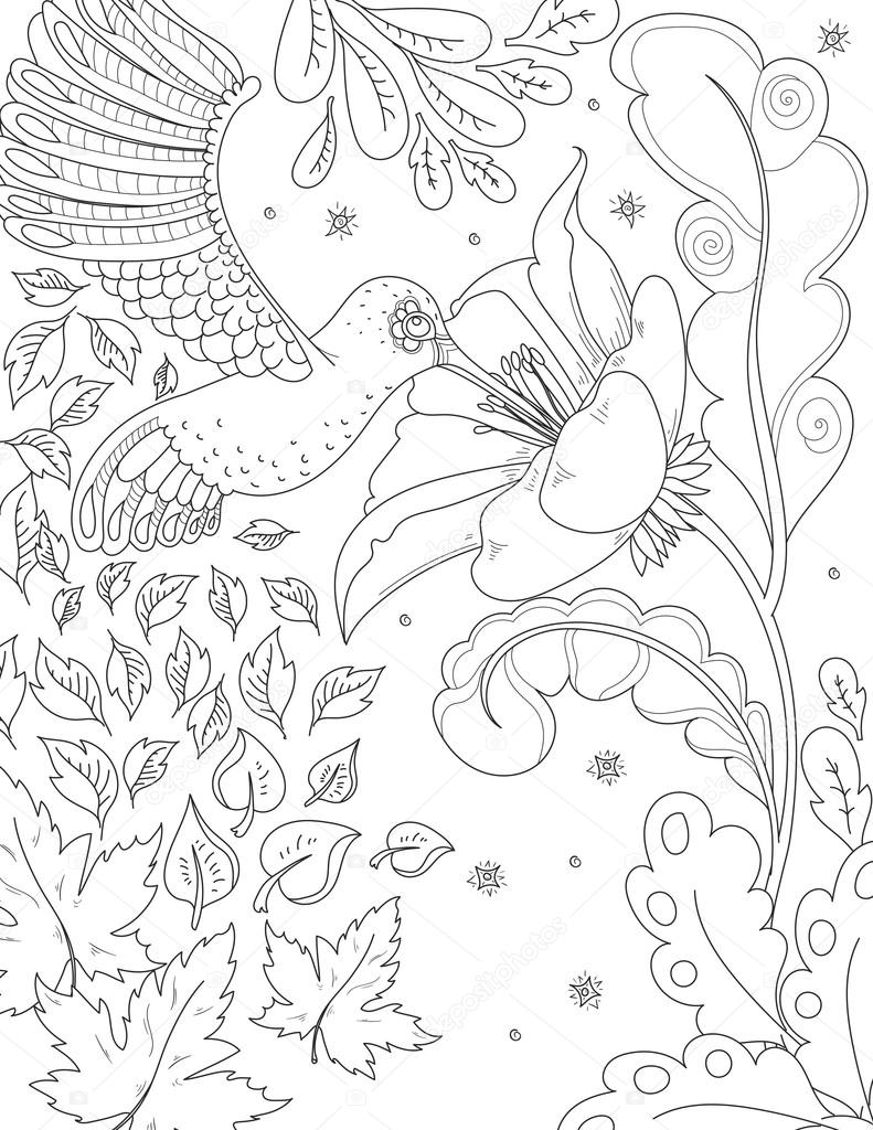 borboleta e flores abstratas para colorir