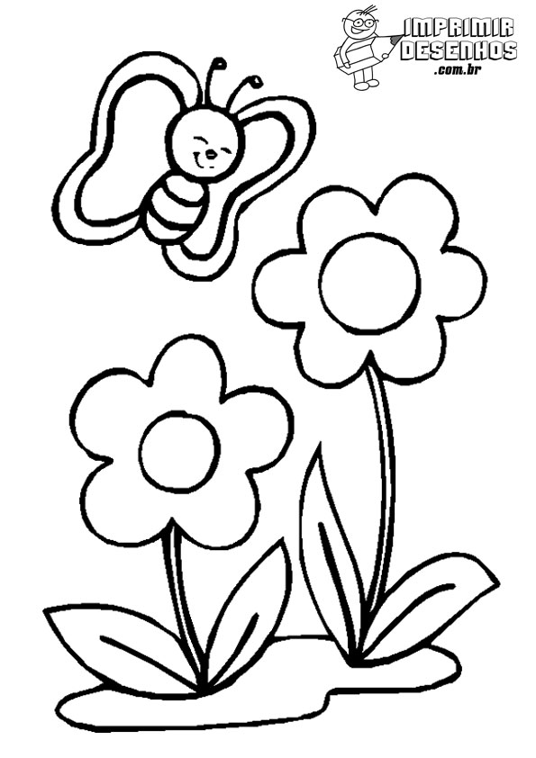página para colorir borboleta e flor
