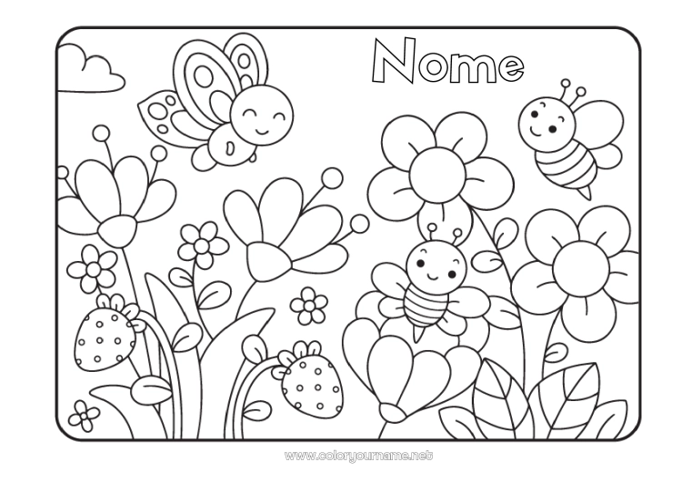 desenho de borboleta e flor para pintar