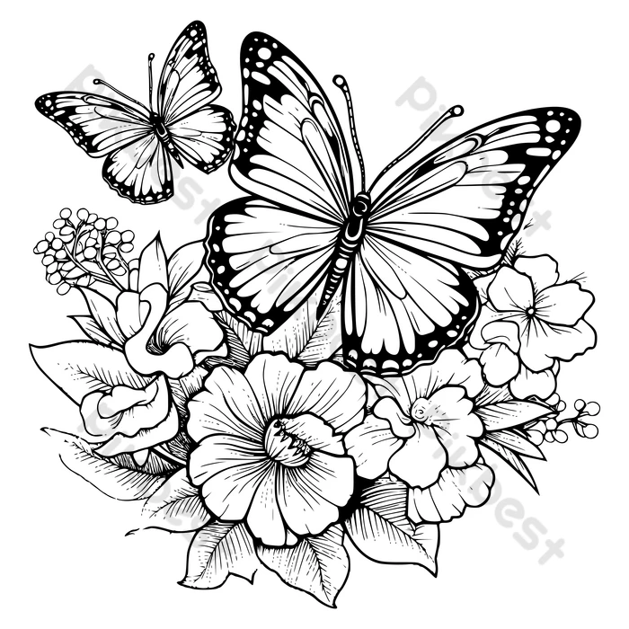 desenhos de borboletas e flores para imprimir
