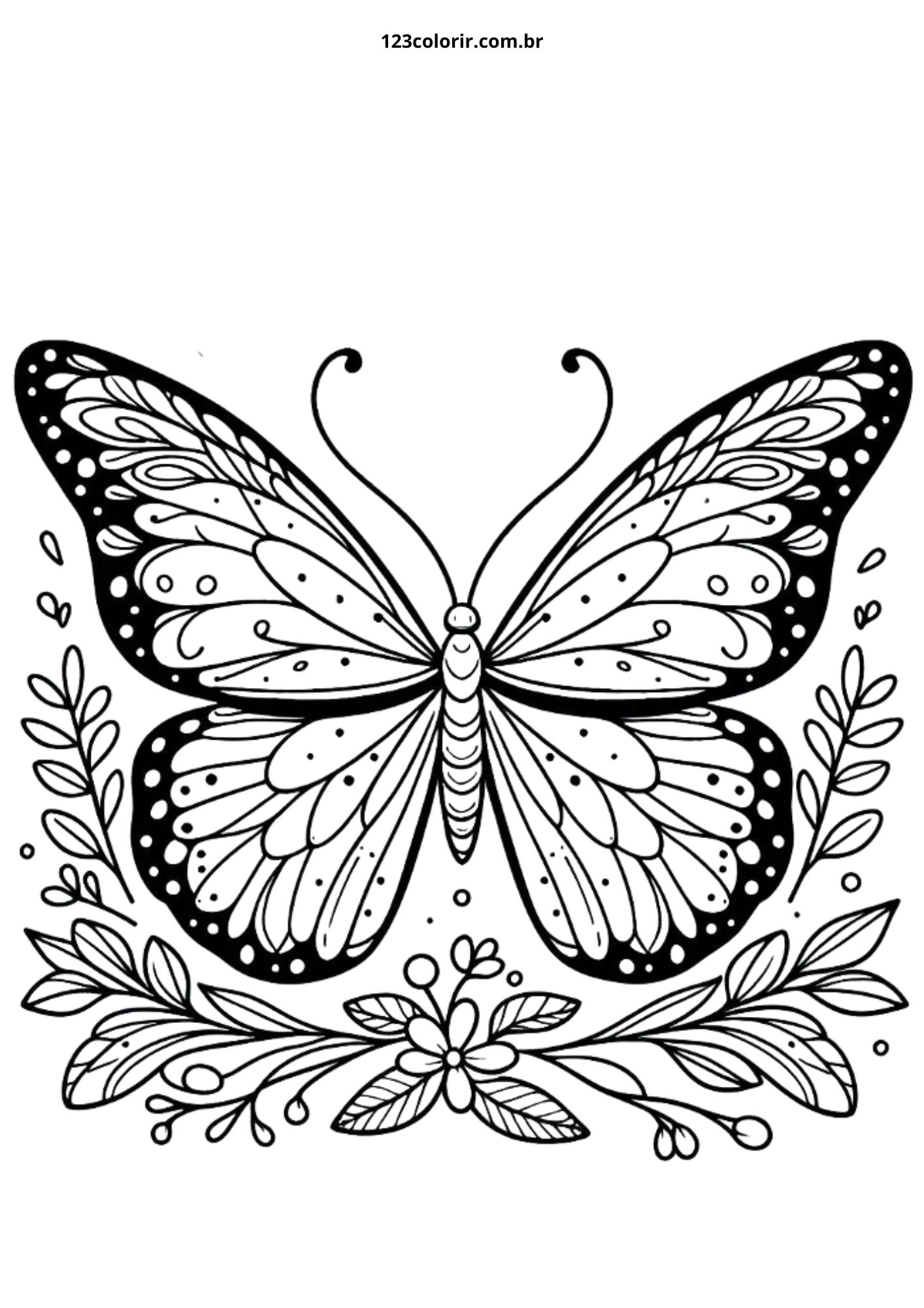 colorir borboleta em flor