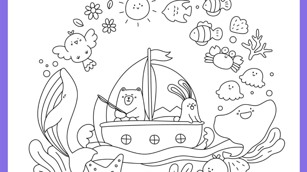 desenhos de peixes e corais para pintar