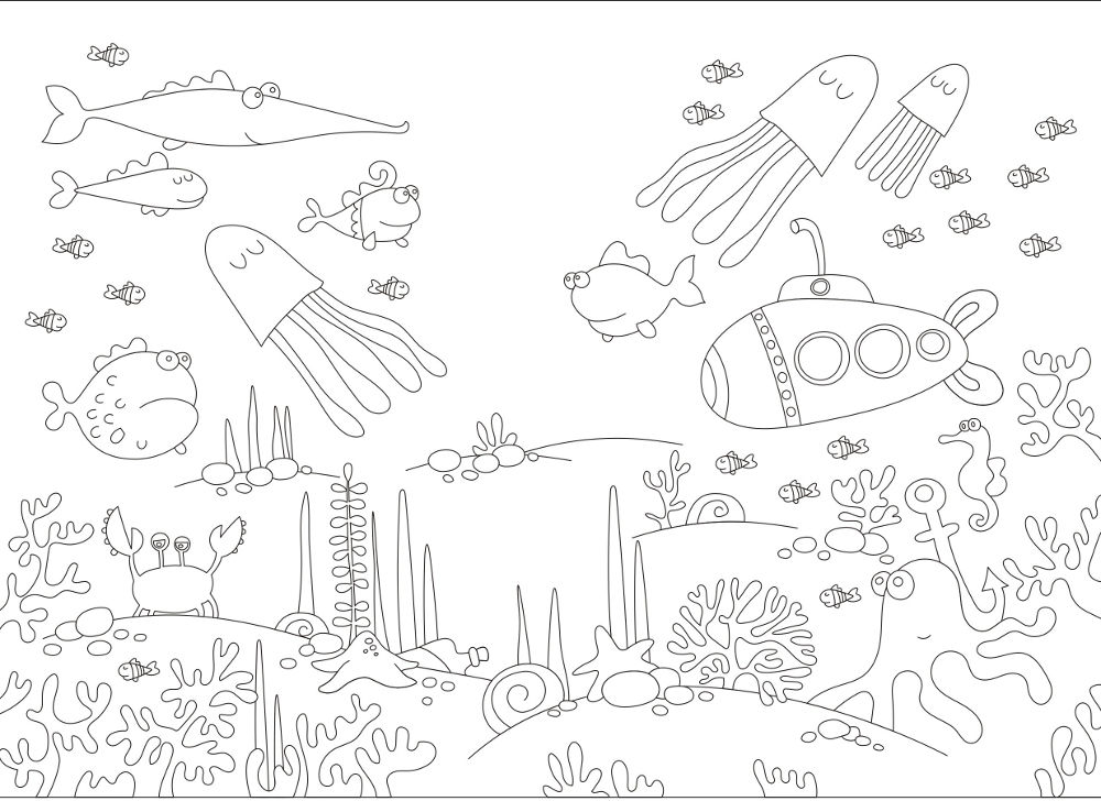 fundo do mar para crianças colorir