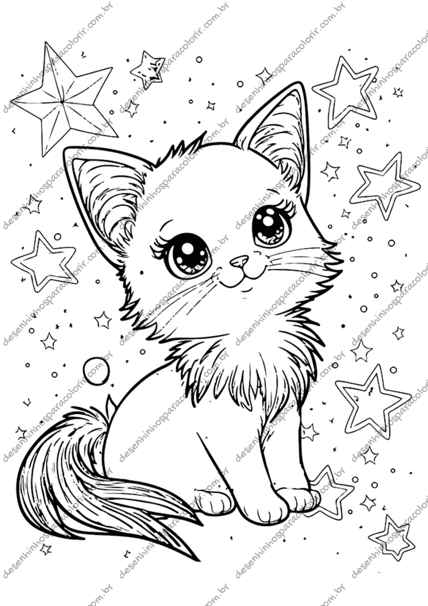 colorir gato realista