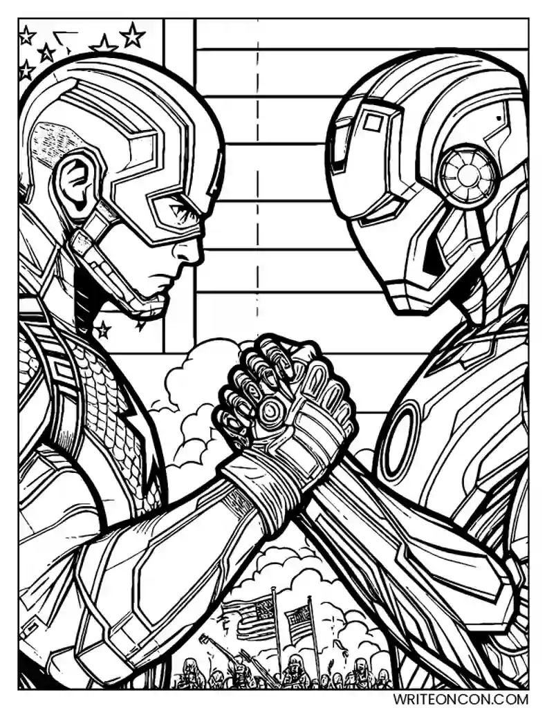 cores homem de ferro e capitão américa para desenho
