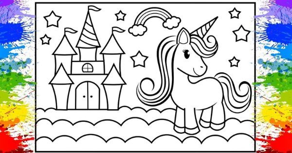 desenho para colorir infantil menina unicórnio