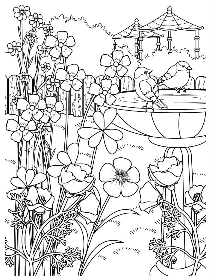 desenho para colorir jardim de fadas