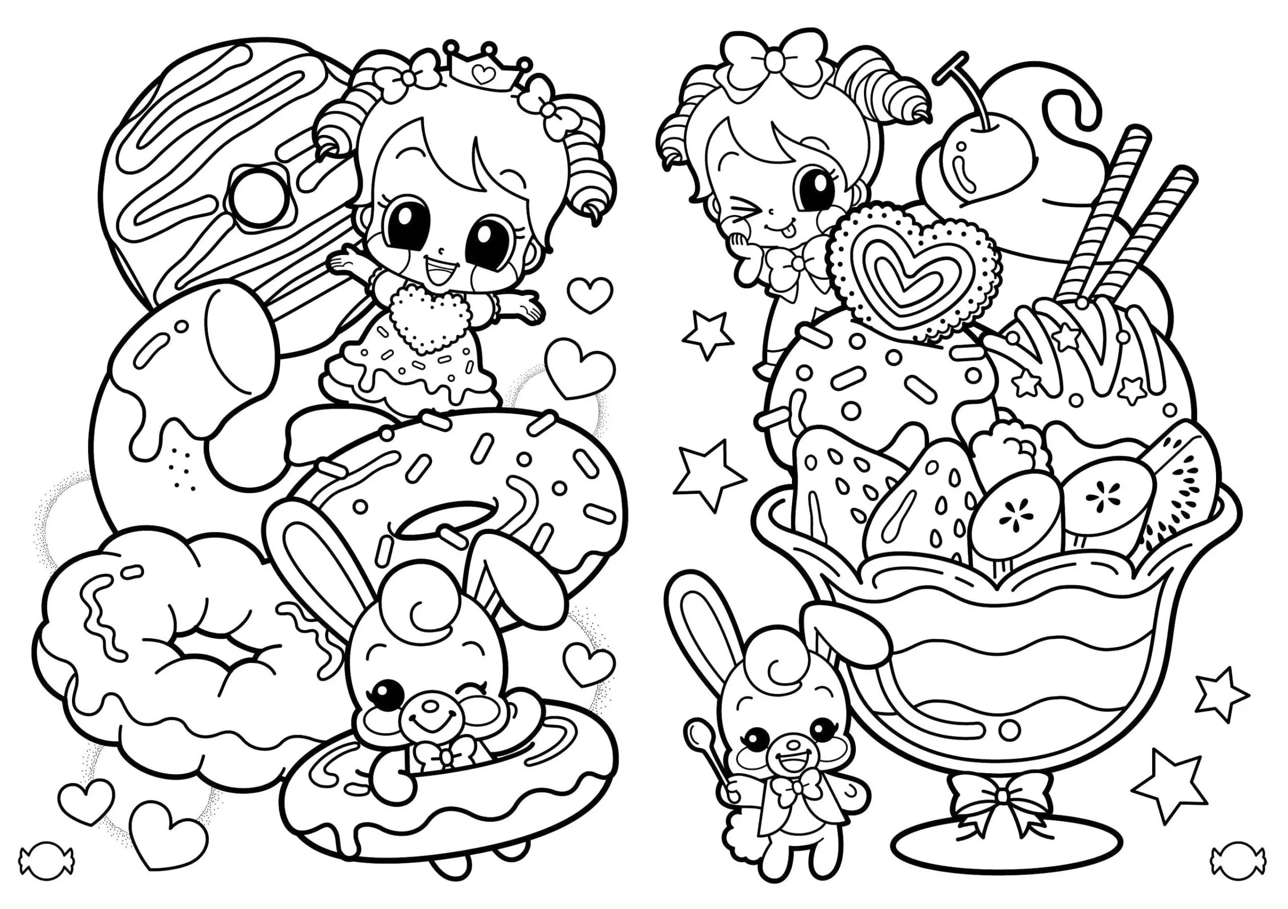 atividade de colorir comida kawaii