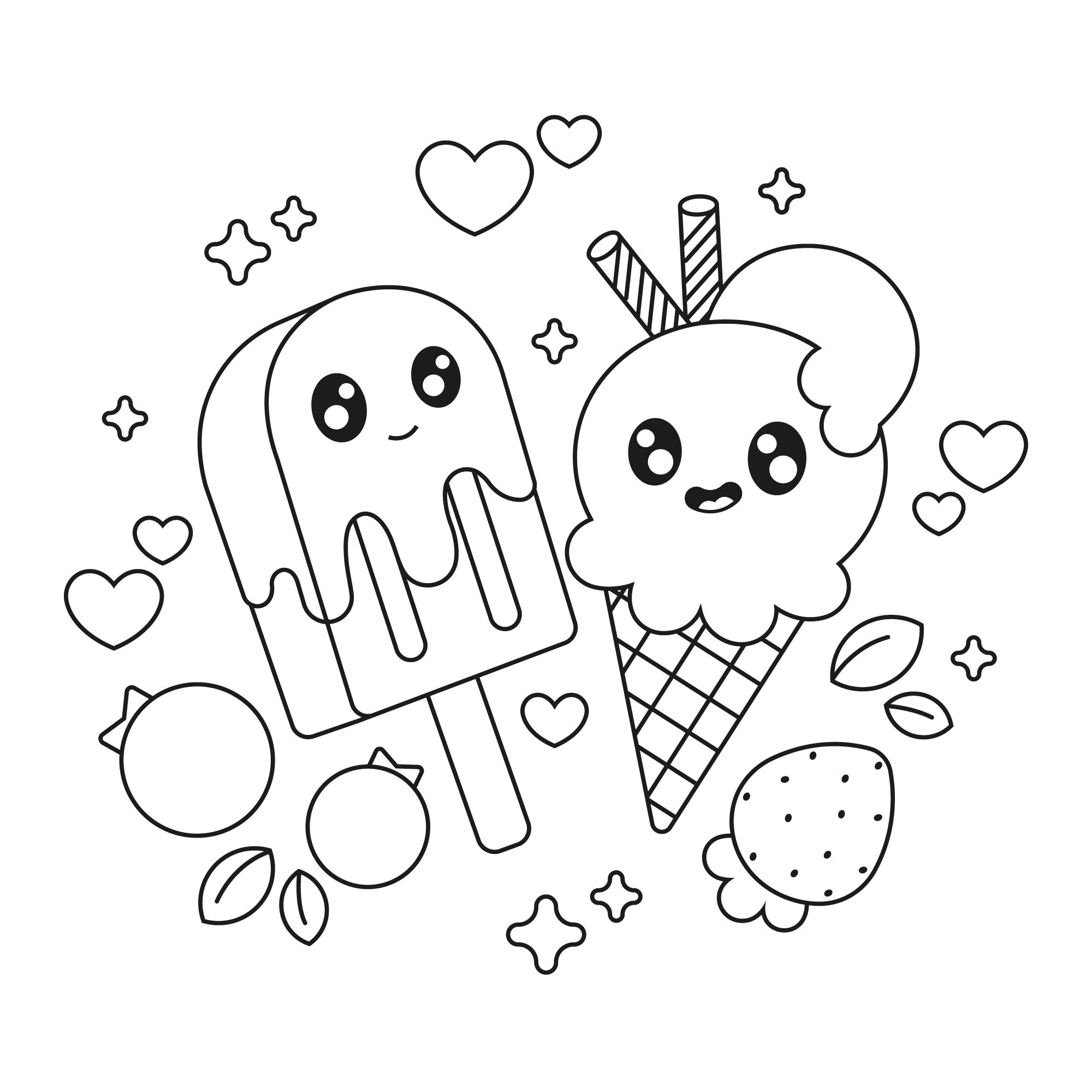 imprimir desenhos de comida kawaii