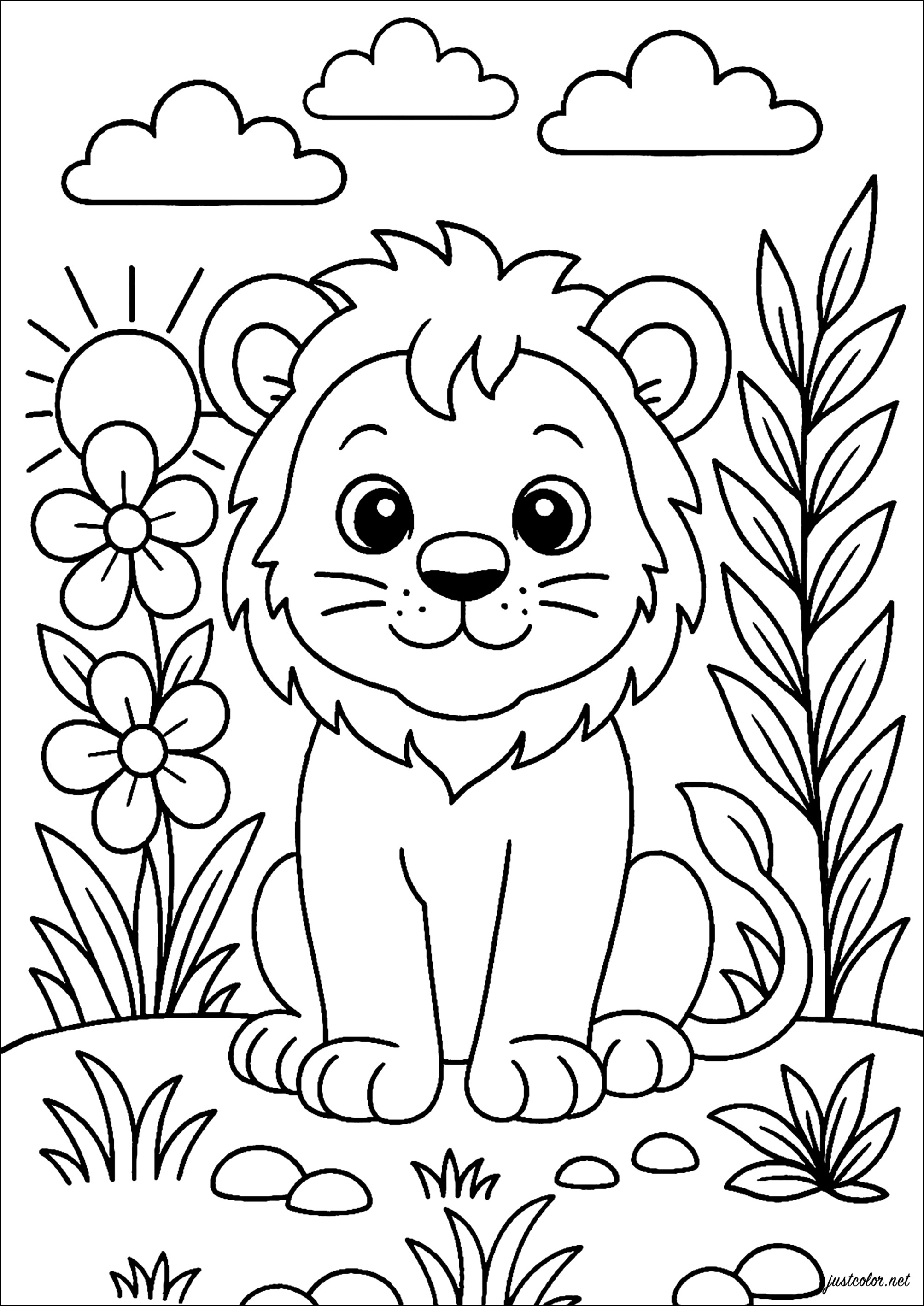 desenhos de animais para colorir leão