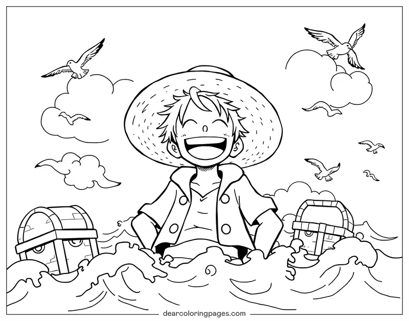 desenho luffy simples para criança