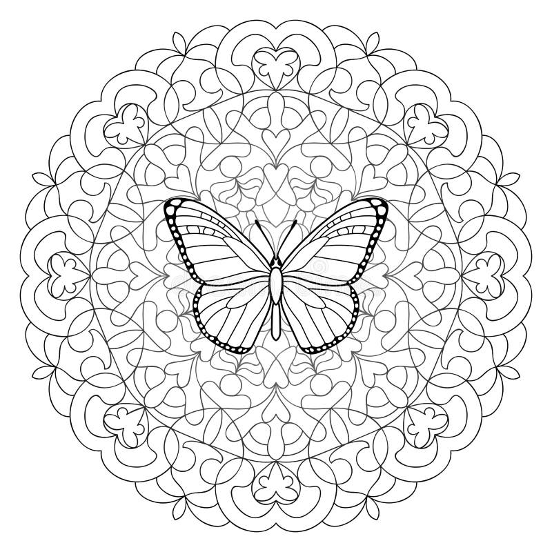 desenho de mandala borboleta para imprimir