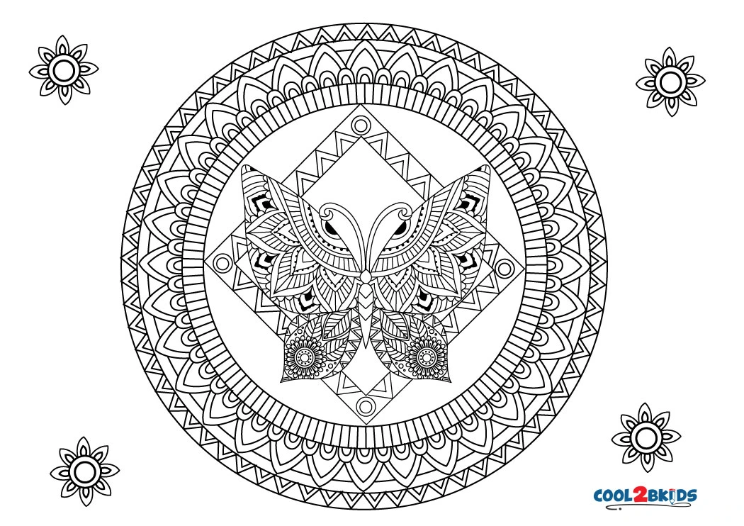 colorir borboleta mandala infantil