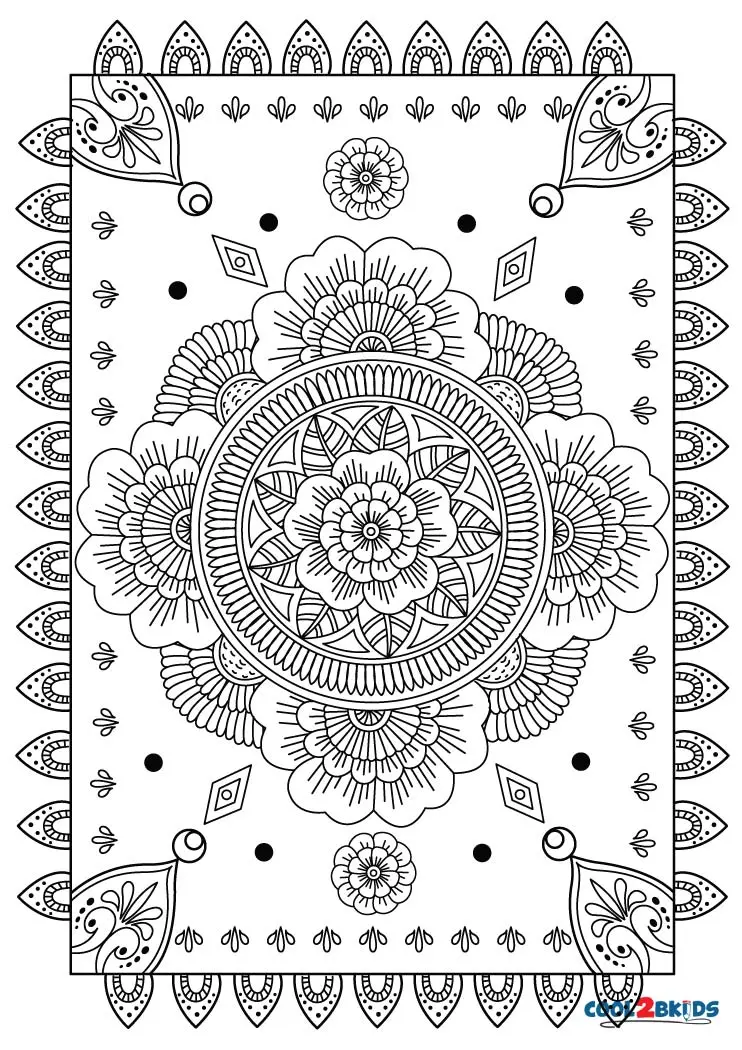 página para colorir mandala de flor
