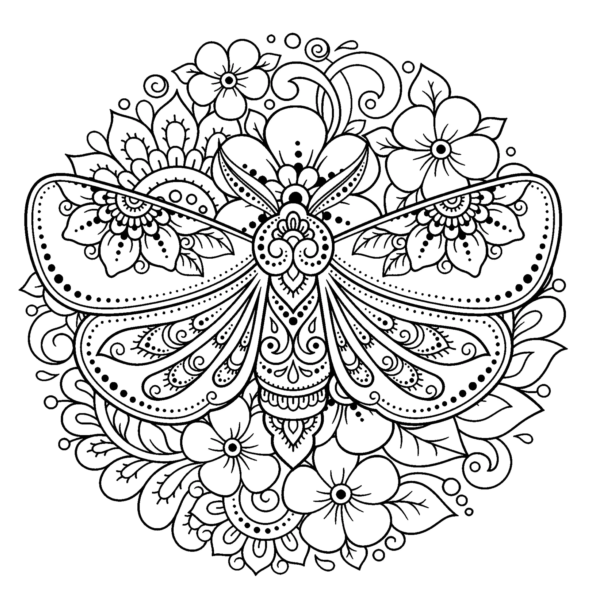 página para colorir mandala de flor
