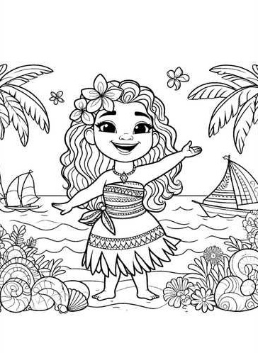 desenhos moana e maui para colorir