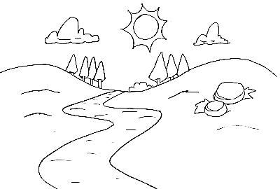 desenho para colorir paisagem