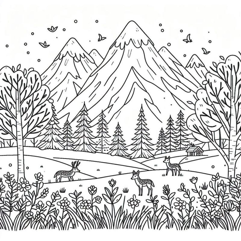 desenho para colorir paisagem