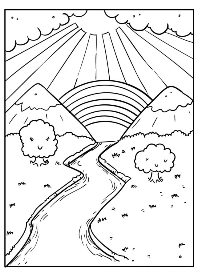 desenho para colorir paisagem