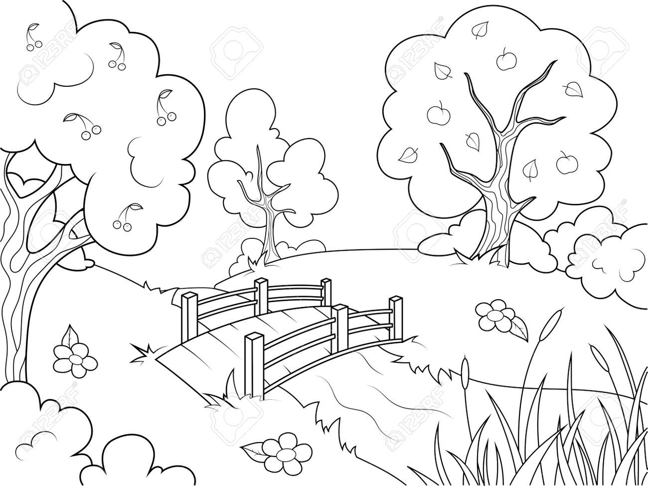 desenho para colorir paisagem adulta