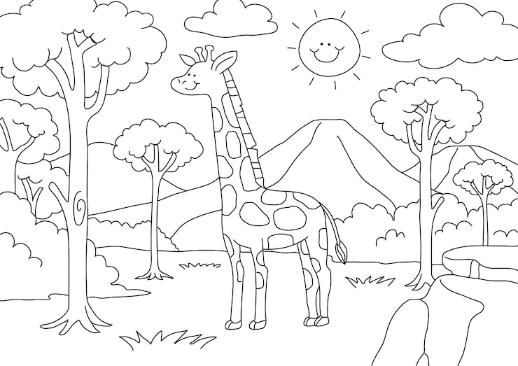 desenho para colorir paisagem praia