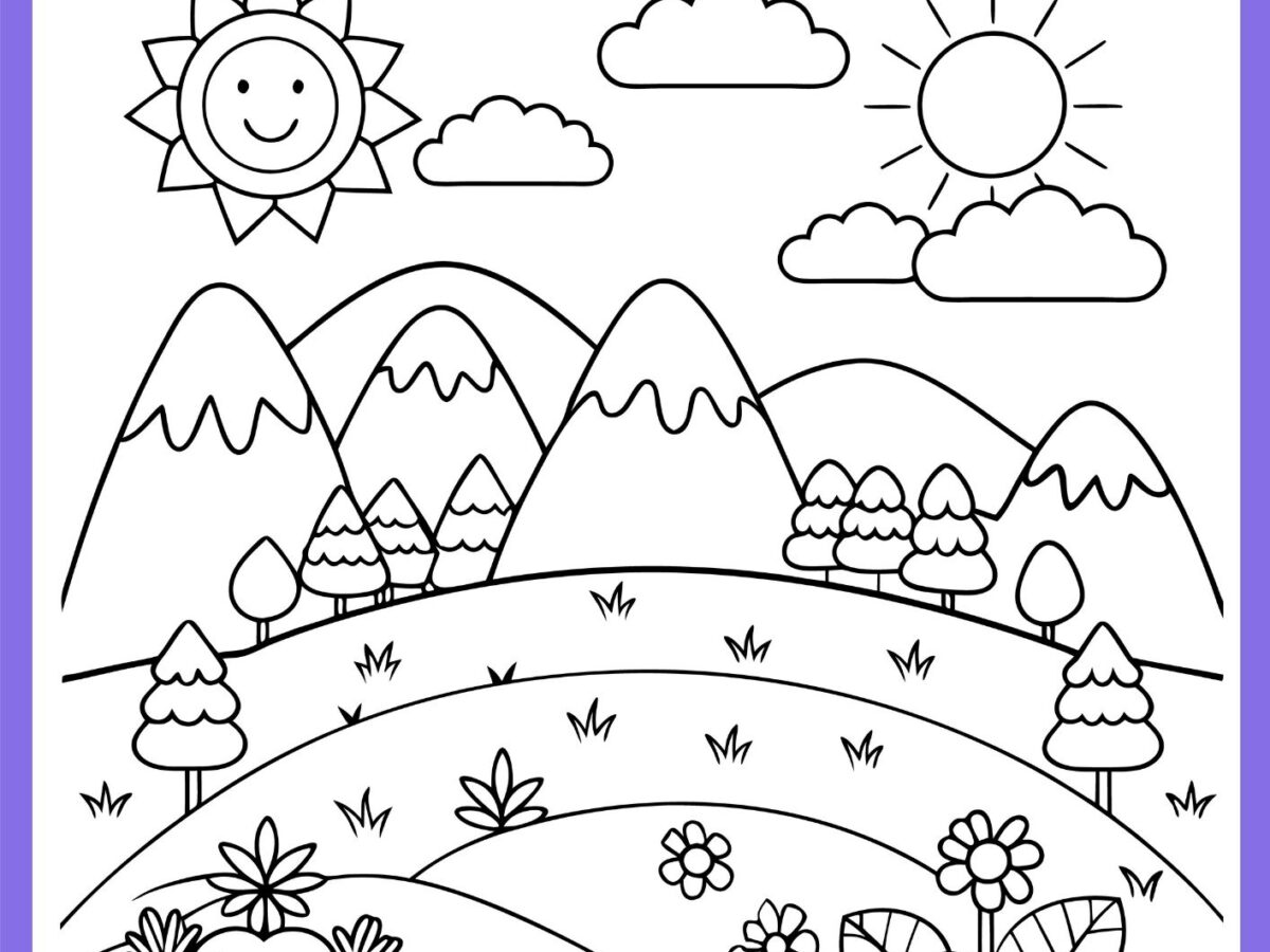 desenho para colorir paisagem floresta