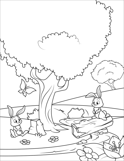 desenho paisagem primavera para imprimir