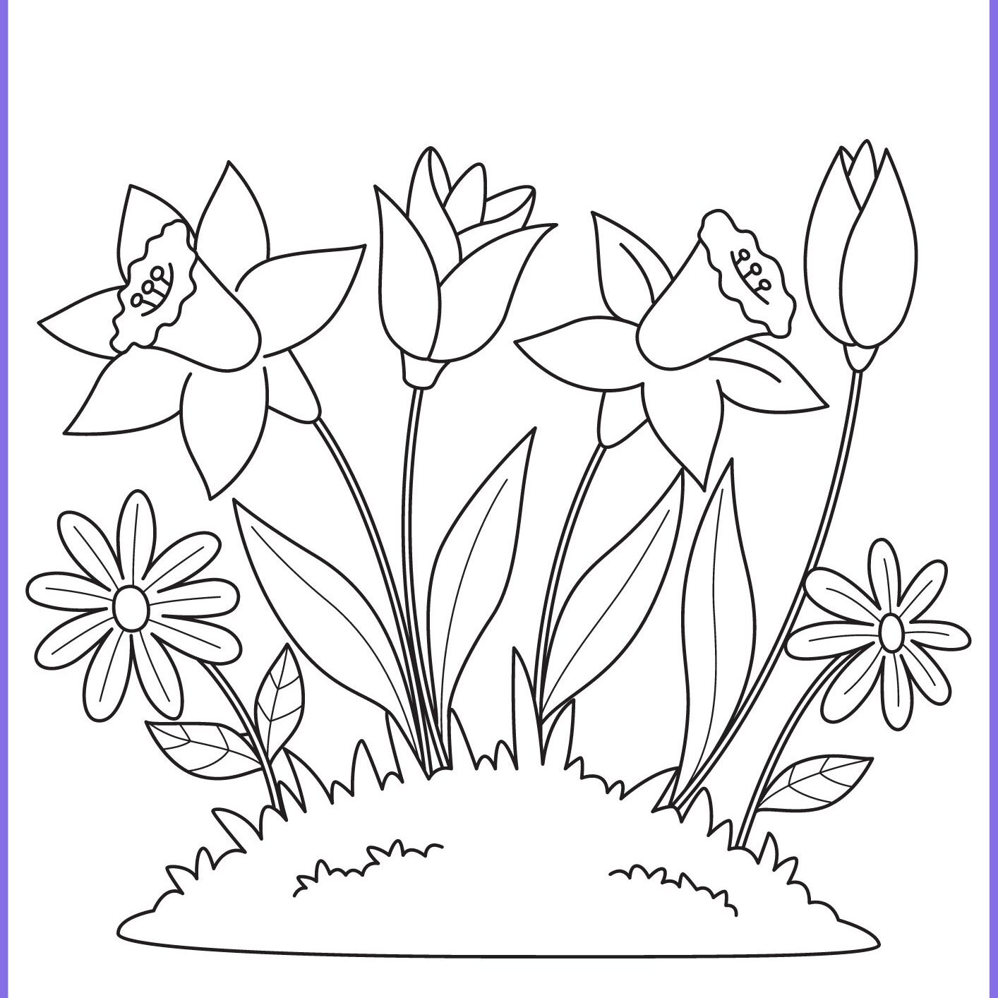 desenho de jardim de primavera para colorir