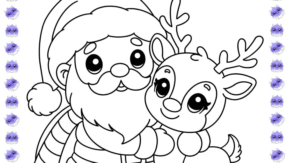 desenho papai noel com renas