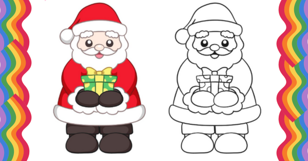 desenho papai noel com renas