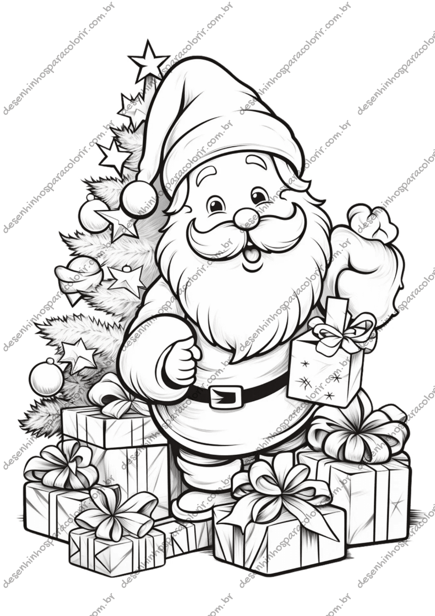 desenho papai noel entregando presentes