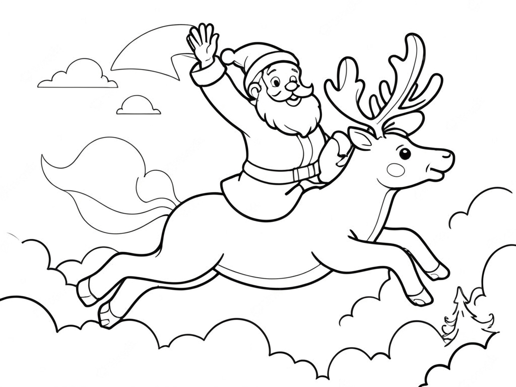 desenho papai noel com renas