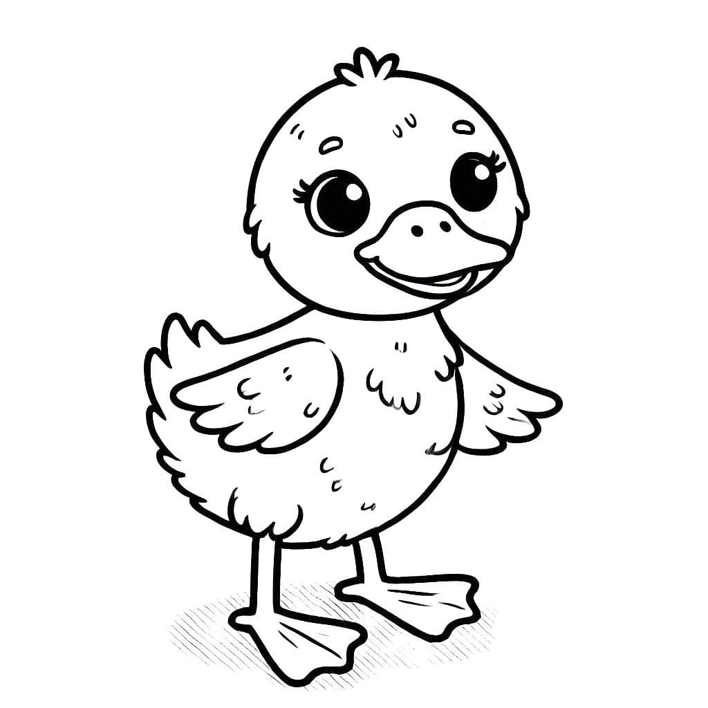 desenho de patinho kawaii para colorir
