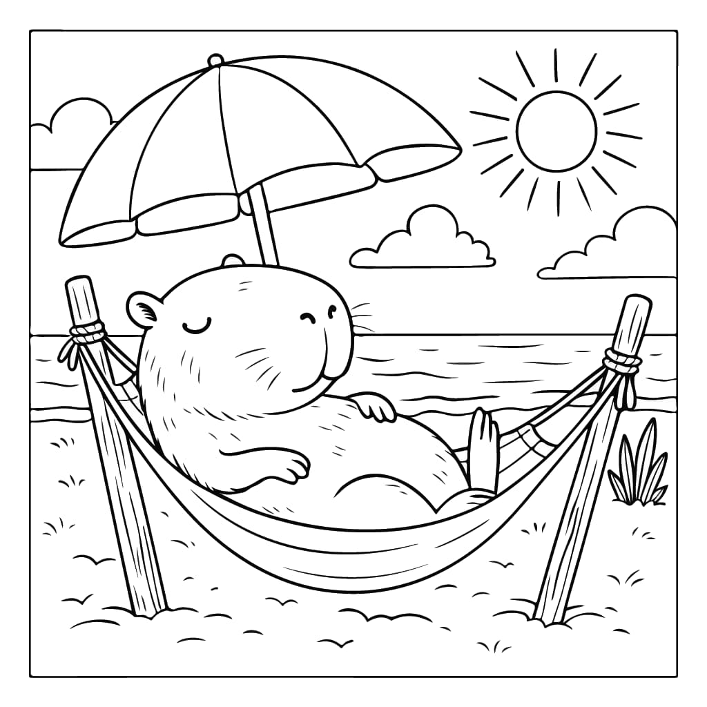 desenho de praia realista para colorir