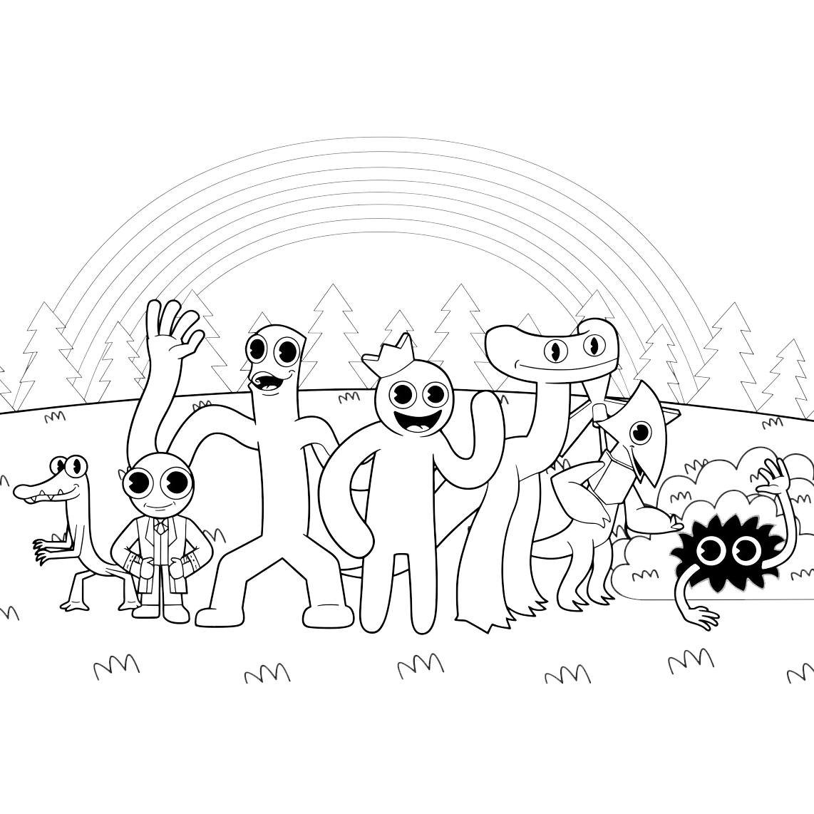 desenho para colorir rainbow friends green