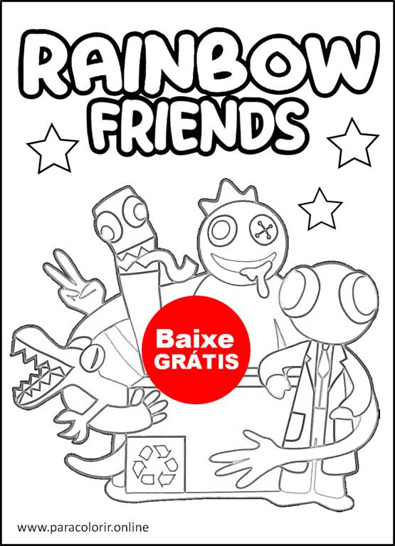 desenho para colorir rainbow friends turma completa