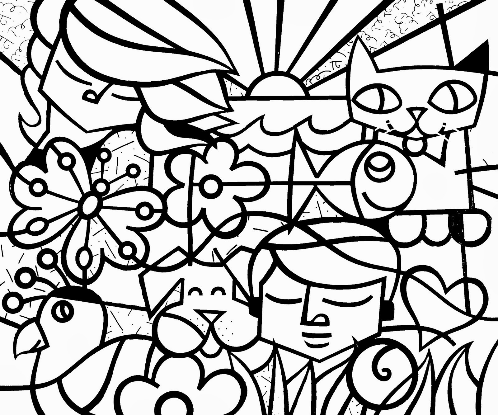 Desenho de coração Romero Britto para pintar