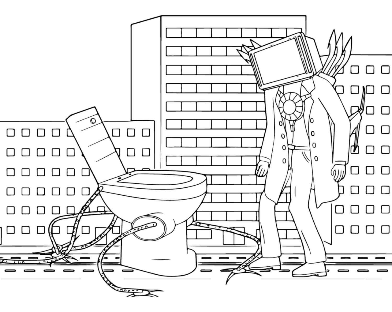 desenhos titan tv man para colorir