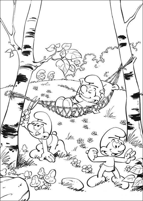 desenhos da vila dos smurfs para colorir