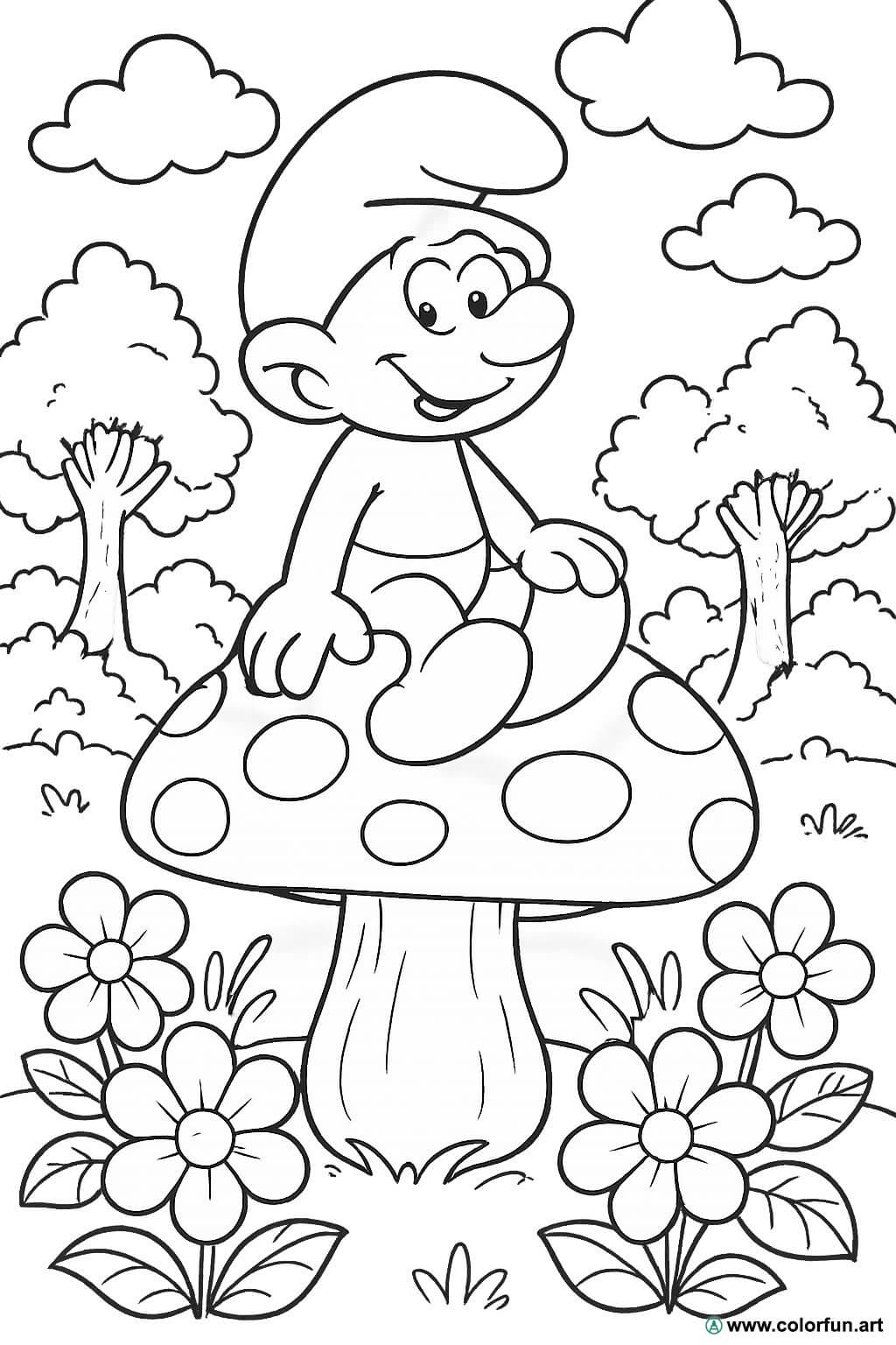 desenhos da vila dos smurfs para colorir