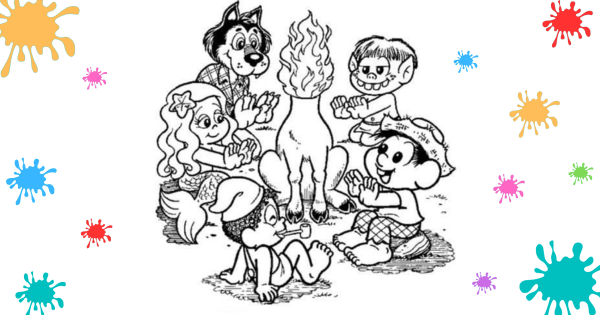 Curupira desenho para pintar