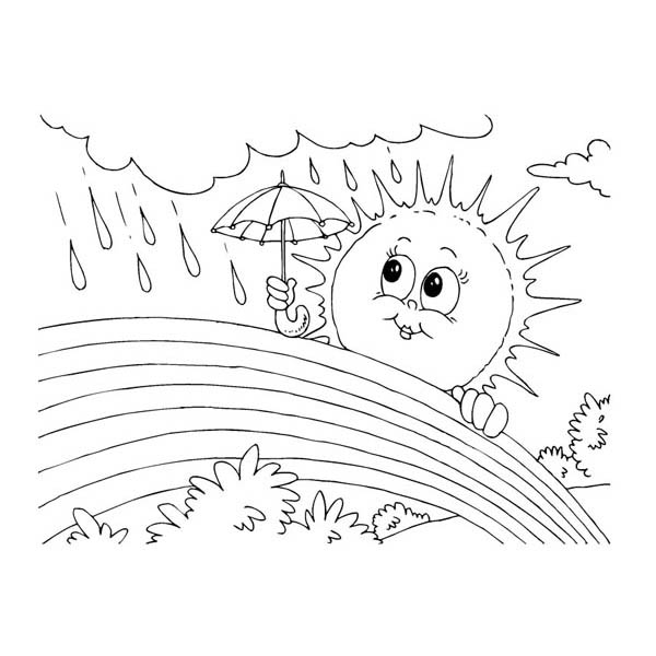 desenho de pôr do sol para colorir