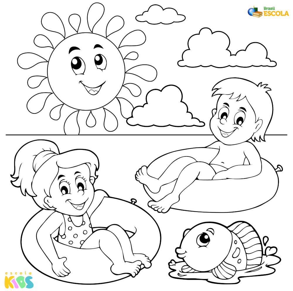 sol com nuvens para colorir