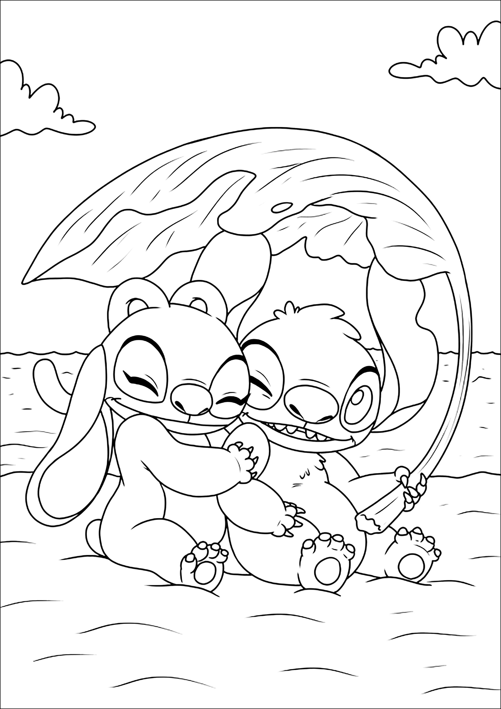 desenho stitch e angel para imprimir